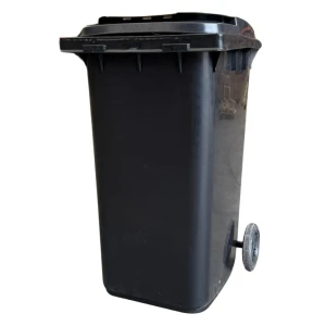 Tomberon din plastic cu capac si roti din cauciuc, 240 l, negru Thumbnail 2