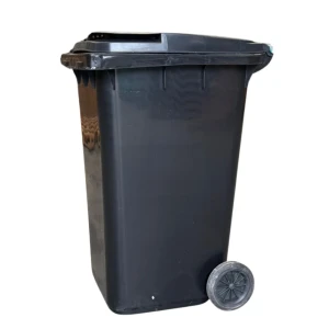 Tomberon din plastic cu capac si roti din cauciuc, 240 l, negru Thumbnail 3