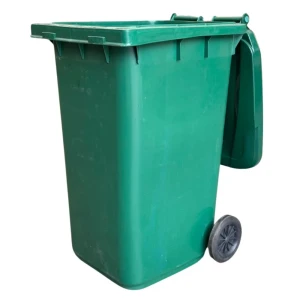 Tomberon din plastic cu capac si roti din cauciuc, 240 l, verde