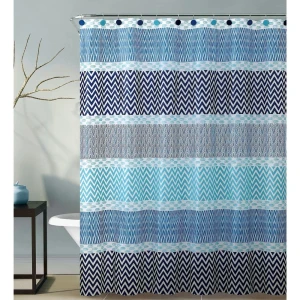 Perdea de baie blue ocean, 180x180, albastru/gri