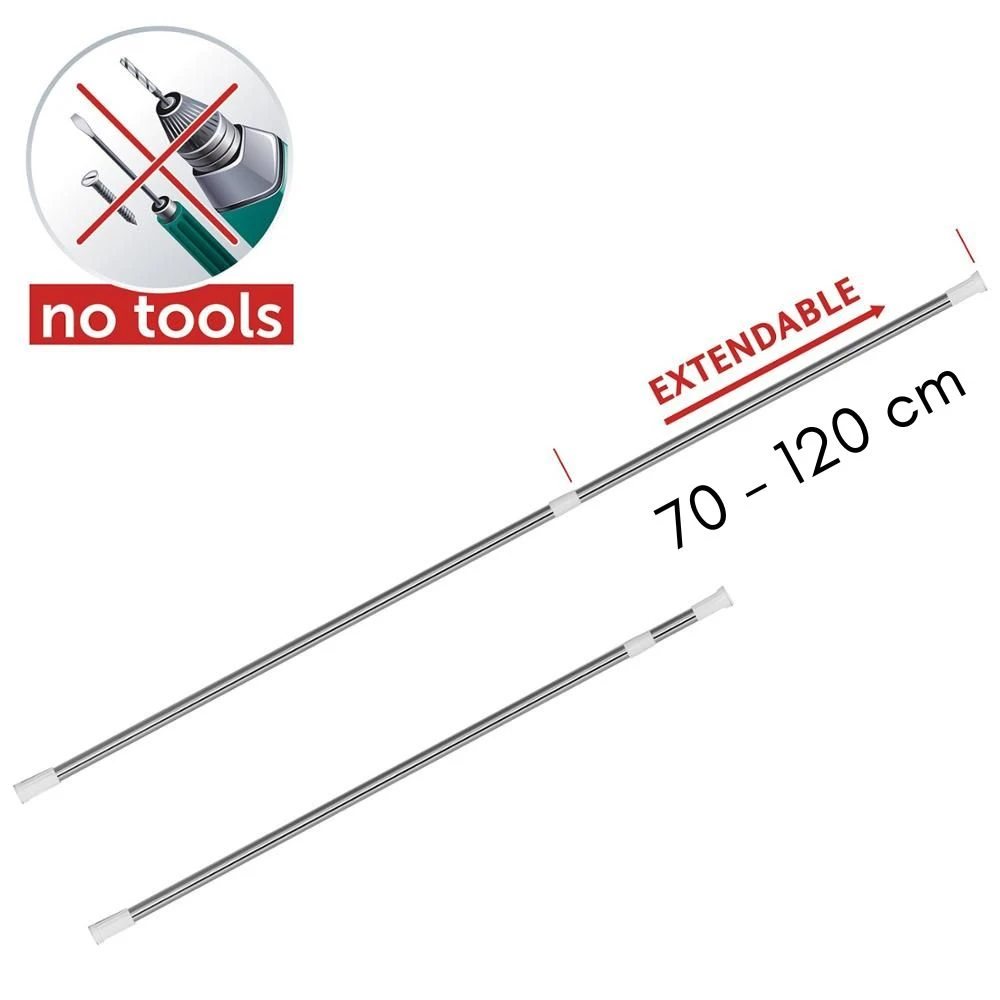 Bară telescopică din inox pentru perdea duș 70-120 cm, crom 3