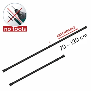 Bară telescopică din inox pentru perdea duă 70-120 cm, neagră