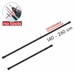 Bară telescopică din inox pentru perdea duă 140-260 cm, neagră