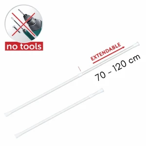 Bară telescopică din inox pentru perdea duă 70-120 cm, albă
