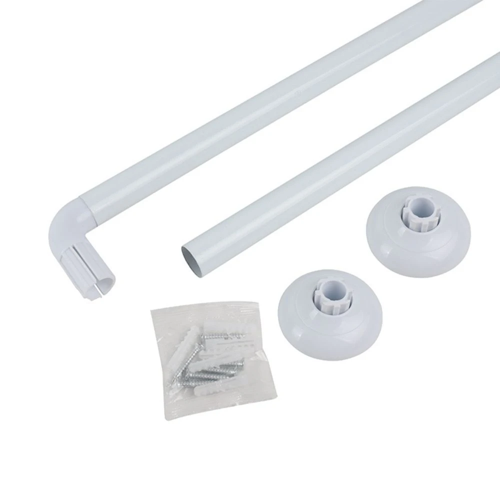 Bară de colț din inox pentru perdea duș 80x80 cm, albă 2