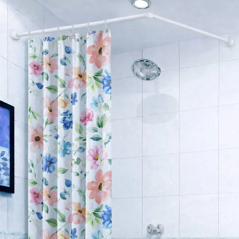 Bară de colț din inox pentru perdea duș 80x80 cm, albă 3