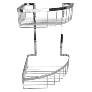 Etajeră colțar dublă, pentru baie, hola, inox