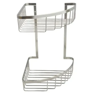 Etajeră colțar dublă, pentru baie, hola, metal/crom