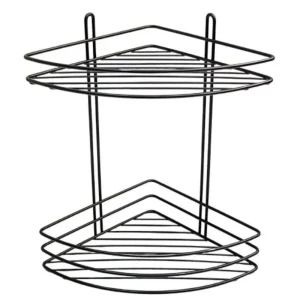 Etajeră colțar dublă, pentru baie, hydro-s, inox/neagră