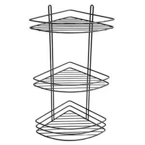 Etajeră colțar triplă, pentru baie, hydro-s, inox/neagră