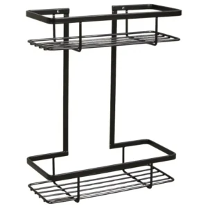 Etajeră dublă, pentru baie, hola, inox/neagră