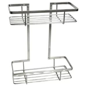 Etajeră dublă, pentru baie, hola, metal/crom