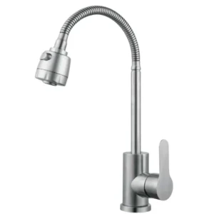 Baterie din inox pentru bucătărie cu furtun flexibil, aquafix - 401, satin