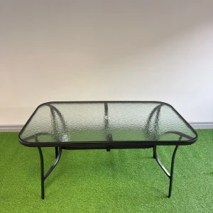 Masă grădină, sticlă / metal, 150x90, neagră Thumbnail 5
