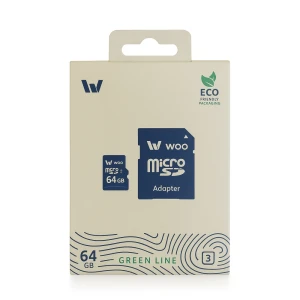Woo microsd card uhs-i (u3) (v30) + sd adapter, green line, 64 gb