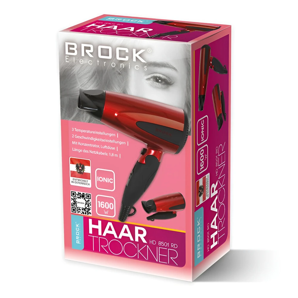 Brock hairdryer hd 8501 rd, 1200-1600w, red 2