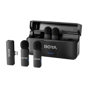 Беспроводной микрофон boya с четырьмя каналами и разъемом type-c, черный