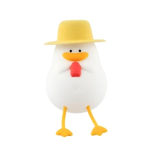 Cute series night light duck with a hat, white