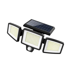 Solar outdoor lights 4000lm 210 leds, remote control, 3 adjustable heads, motion sensor lights, ip65 waterproof, black