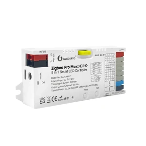 Gledopto zigbee pro max 5in1 led controller cct/rgb/rgbcct/single color (gl-c-601p), push switch, dc5~24v, 10a/ch, total max 15a output Thumbnail 3