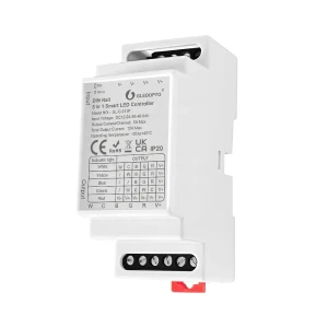 Gledopto zigbee pro din-rail 5in1 led strip controller cct/rgb/rgbw/rgbcct/dimmer (gl-c-011p), dc 12-54v, max 15a output, 36x59x91mm