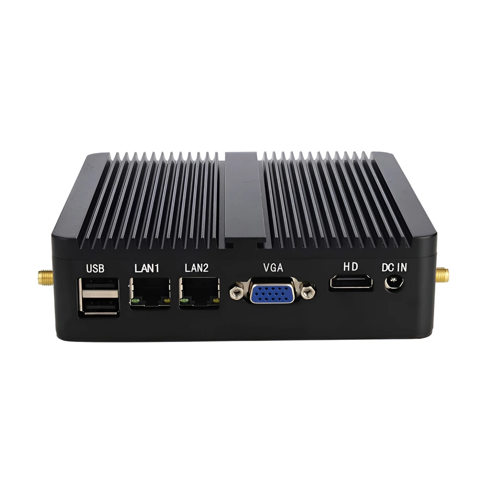 Mini industrial pc, celeron n2830 8gb ram 256gb ssd, dual gigabit lan, 2x com ports, 6x usb ports, vga + hdmi, wifi 2