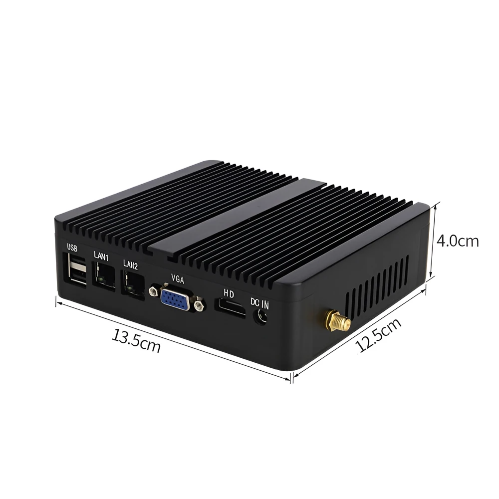 Mini industrial pc, celeron n2830 8gb ram 256gb ssd, dual gigabit lan, 2x com ports, 6x usb ports, vga + hdmi, wifi 3