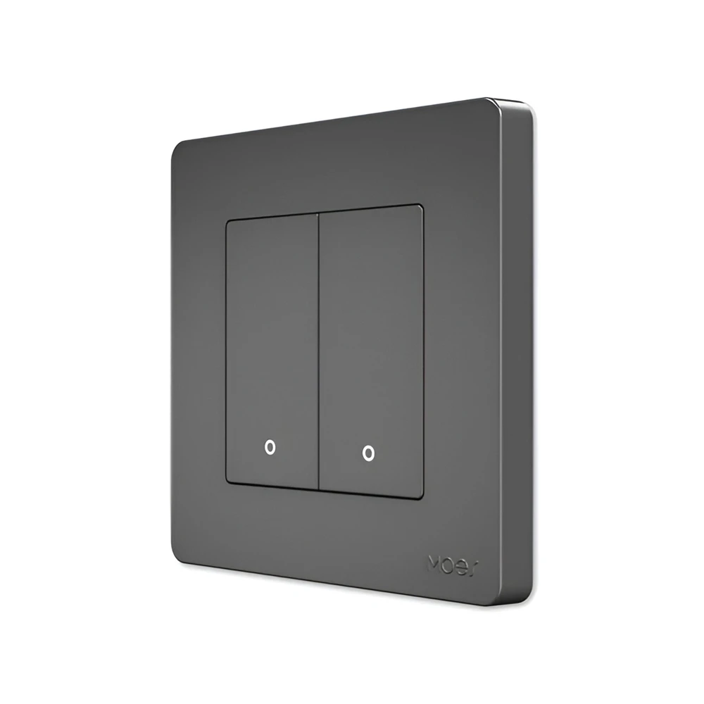 Умная кнопка moes zigbee star ring 2 канала cr2032, серая 2