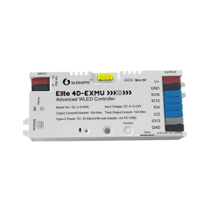 Gledopto elite 4d-exmu advanced esp32 wled digital led controller rgb/rgbw/rgbcct with 4-output, lan (gl-c-618wl), dc5~24v,max 15a output, max 800ics