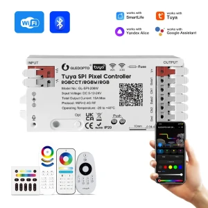 Gledopto tuya wi-fi pixel led controller rgb/rgbw/rgbcct (gl-spi-206w), dc5~24v, 2*channels, output signal spi(ttl)×2 800kbs, total max 15a output Thumbnail 2