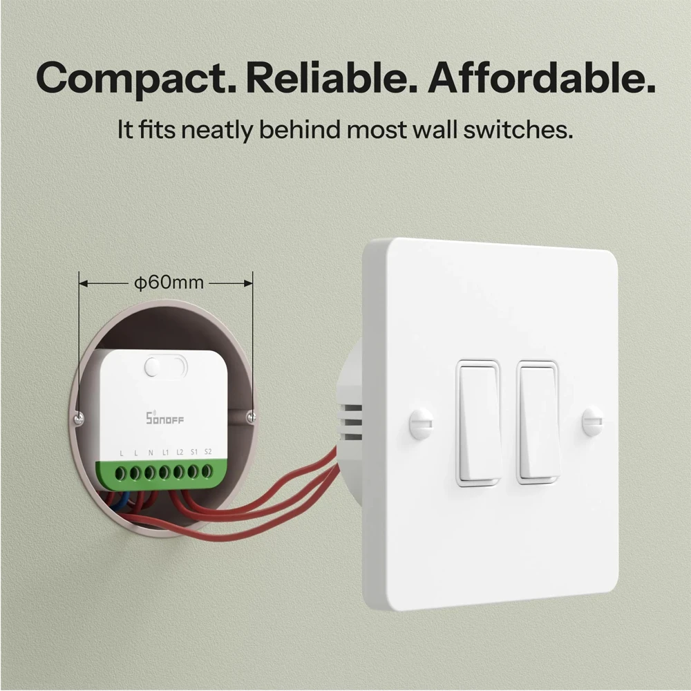 Sonoff matter over wi-fi smart wall switch mini-2gs-e mini duo 2-gang (neutral required) 3