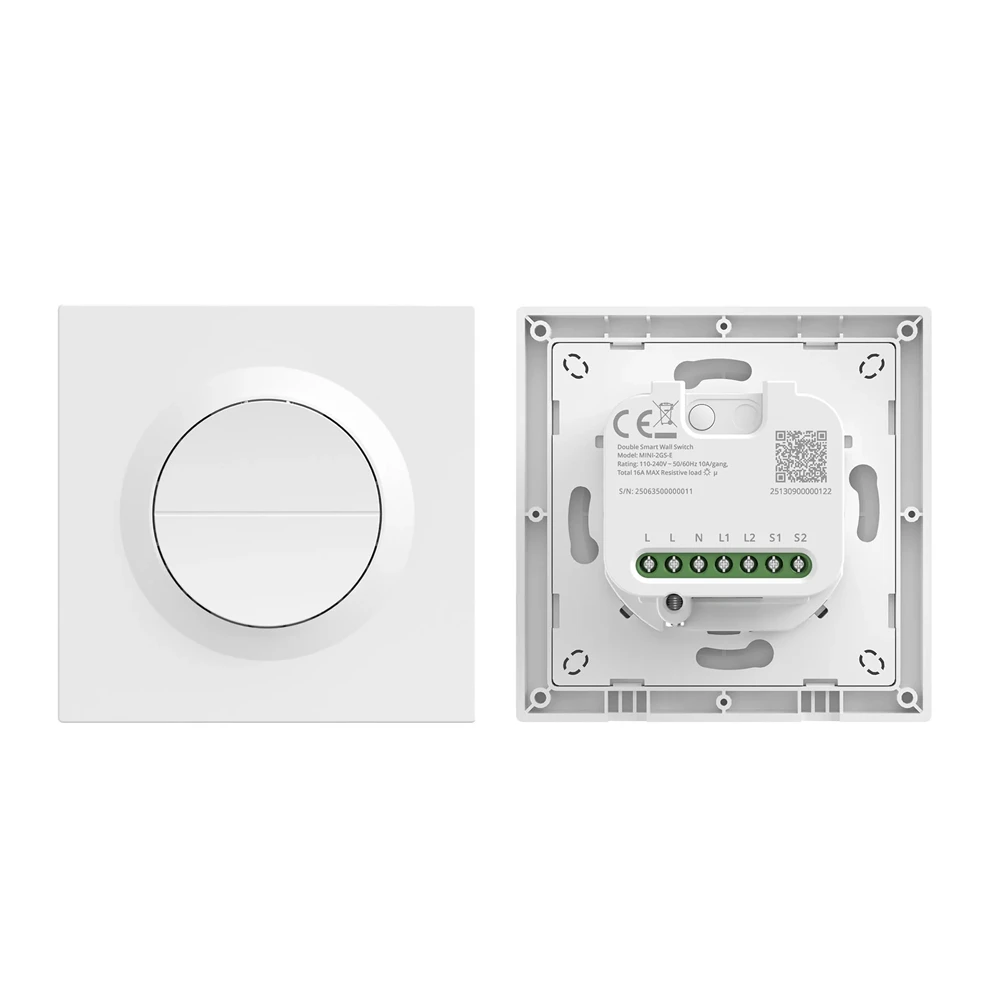 Sonoff matter over wi-fi smart wall switch mini-2gs-e mini duo 2-gang (neutral required) 2