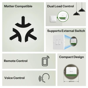 Sonoff matter over wi-fi smart wall switch mini-2gs-e mini duo 2-gang (neutral required) Thumbnail 2