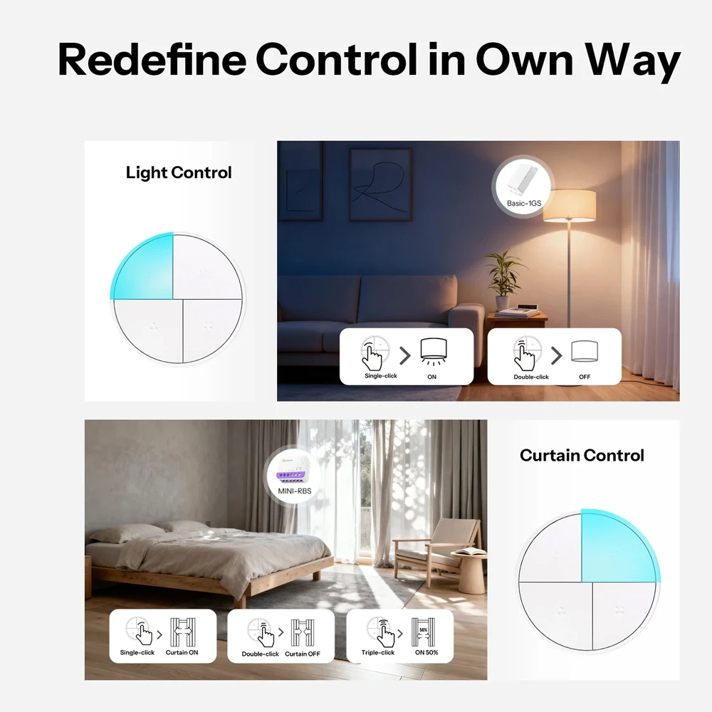 Sonoff zigbee умная кнопка сцены orb 4-в-1 snzb-01m 3