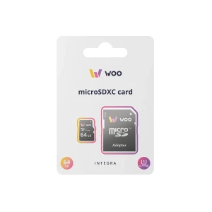 Карта памяти woo microsd uhs-i (u1) (c10) + sd адаптер, integra, 64 гб