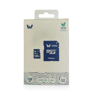 Карта памяти woo microsd uhs-i (u3) (v30) + sd адаптер, green line, 128 гб