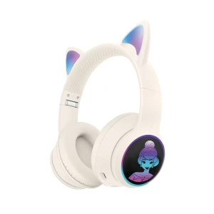 Musen wireless kids headphones on ear lk-032 princess (cat ears), beige
