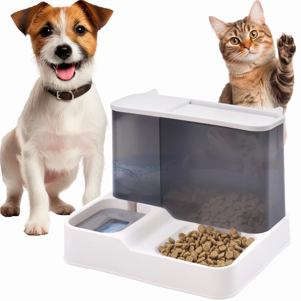 Hranitor 2 in 1 apa si dozator de hrana caine si pisica, jumi, 22x30x24 cm, gri 6