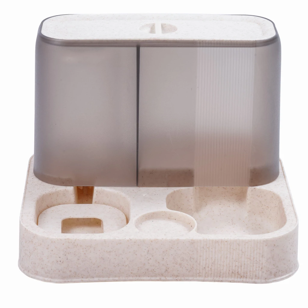 Hranitor pentru animale si distribuitor de apa, jumi anti-stropire, 22x25x29cm alb/gri 3