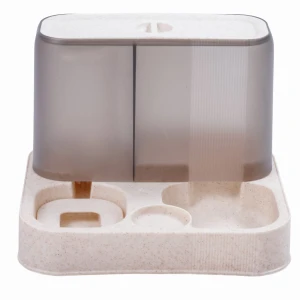 Hranitor pentru animale si distribuitor de apa, jumi anti-stropire, 22x25x29cm alb/gri Thumbnail 3