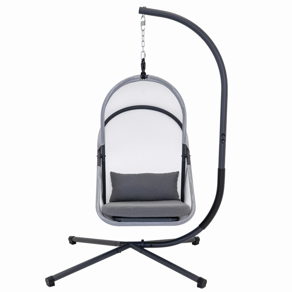 Fotoliu/leagan suspendat, jumi, cu suport inclus, perna inclusa, pliabil, negru 5