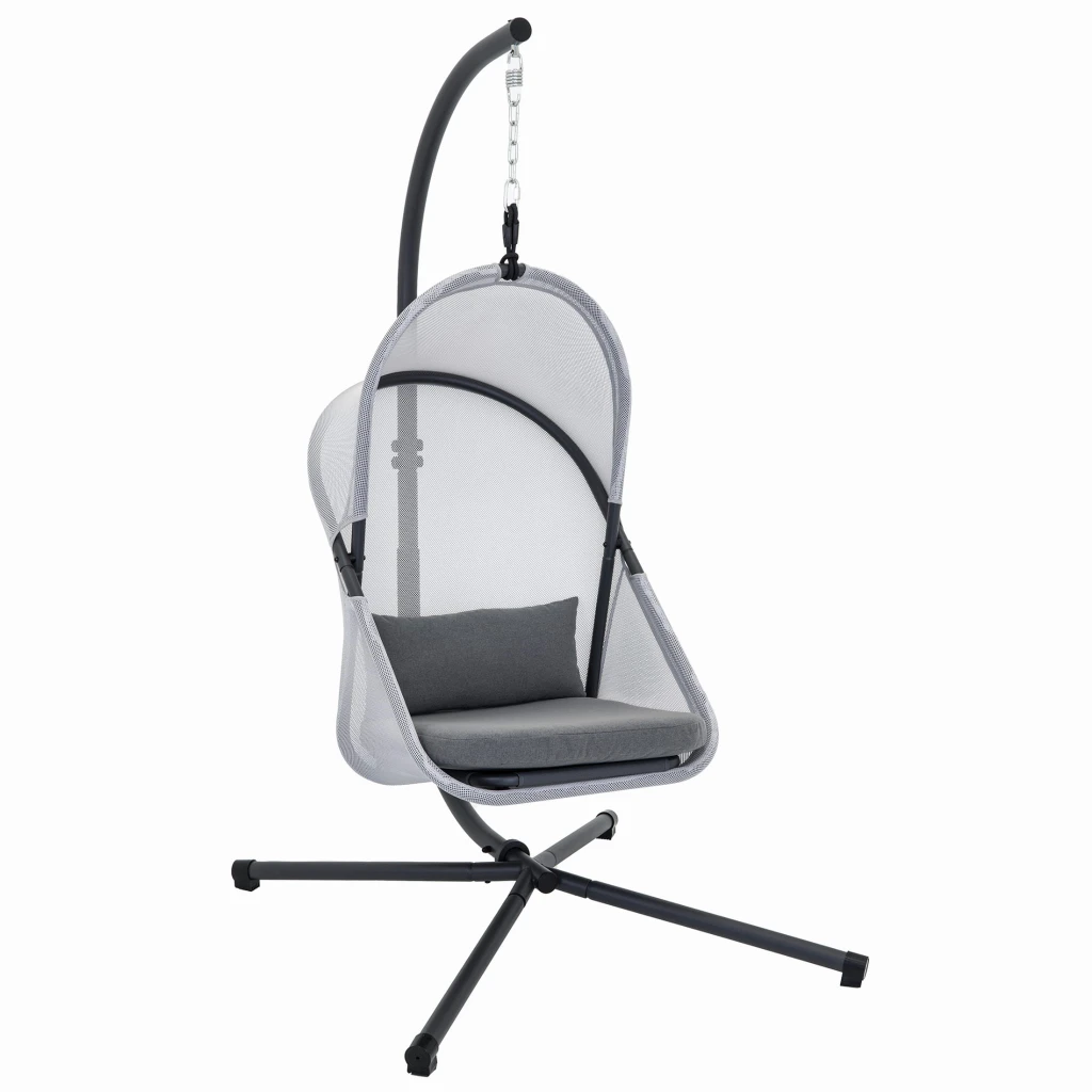 Fotoliu/leagan suspendat, jumi, cu suport inclus, perna inclusa, pliabil, negru 6