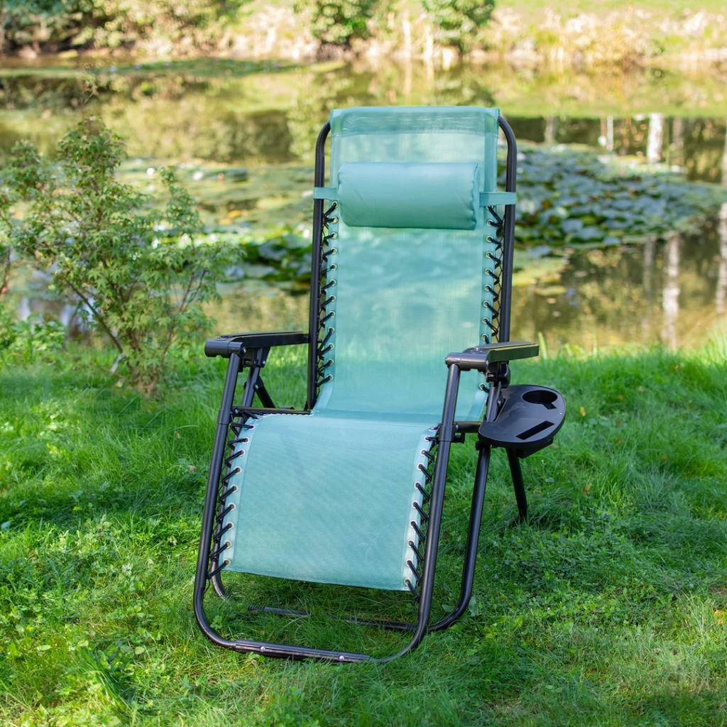 Складной садовый шезлонг jumi с многоступенчатой регулировкой, полкой и фиксацией сиденья bluemarin om-282049 8