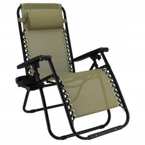 Sezlong de gradina pliabil jumi multi-pozitii cu raft si blocare scaun oliv om-282032