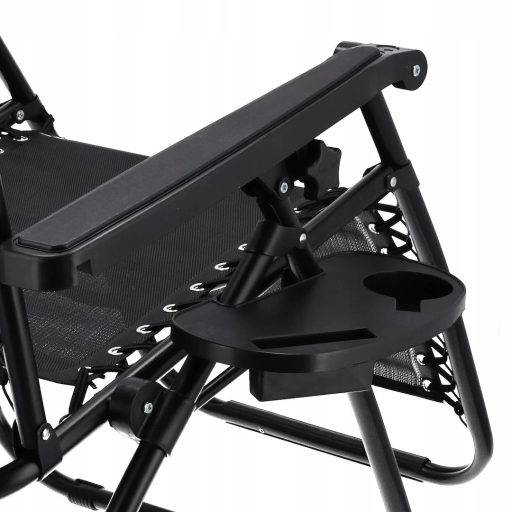 Sezlong de gradina pliabil jumi multi-pozitii cu raft si blocare scaun negru om-282025 6