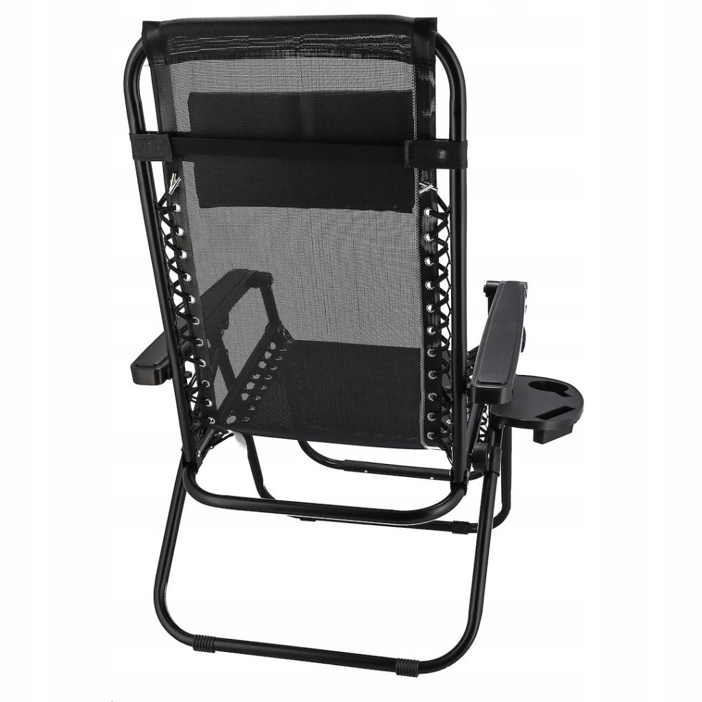 Sezlong de gradina pliabil jumi multi-pozitii cu raft si blocare scaun negru om-282025 7