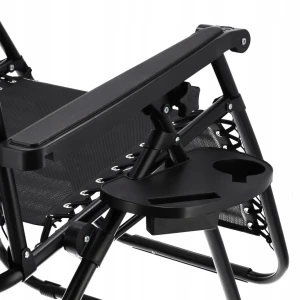 Sezlong de gradina pliabil jumi multi-pozitii cu raft si blocare scaun negru om-282025 Thumbnail 6