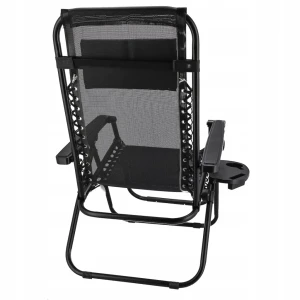Sezlong de gradina pliabil jumi multi-pozitii cu raft si blocare scaun negru om-282025 Thumbnail 7