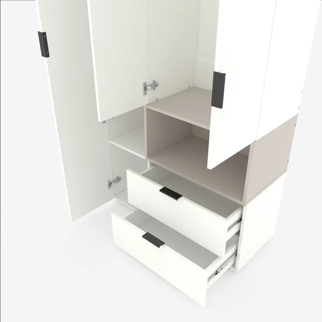 Шкаф с распашными дверями nex home a002r, 1000x420x2300 мм, white snow/cashmere 4