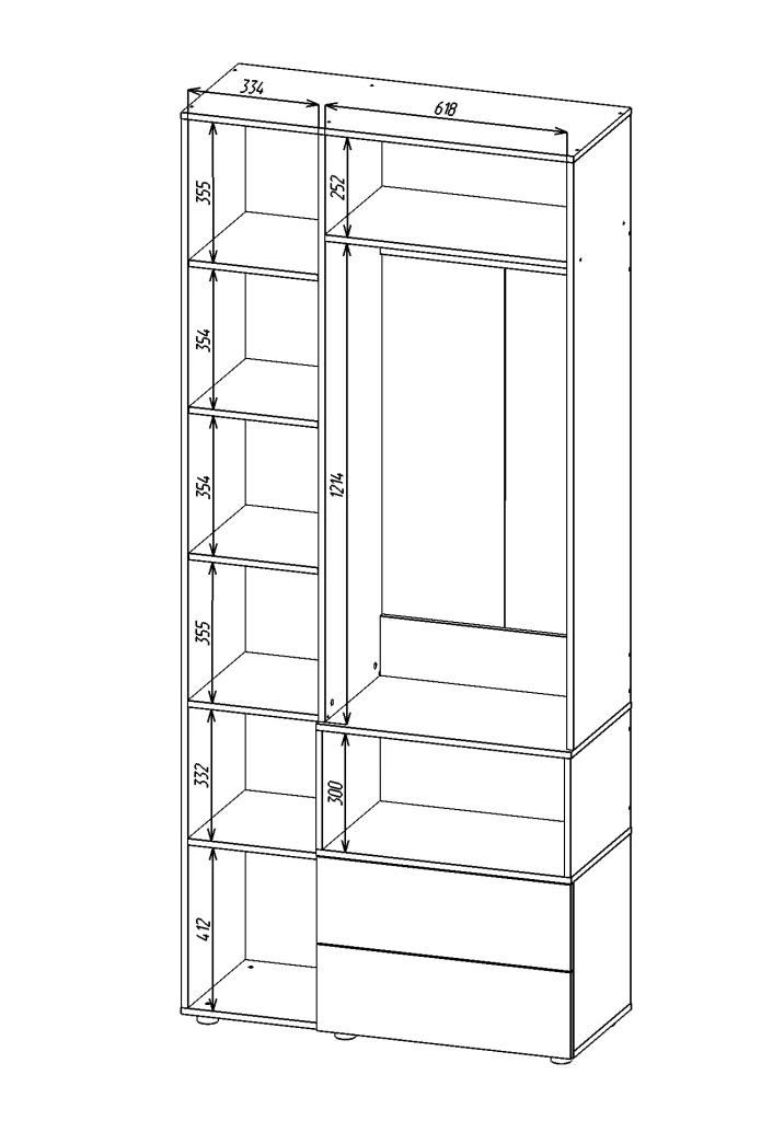 Шкаф с распашными дверями nex home a002r, 1000x420x2300 мм, white snow/cashmere 5